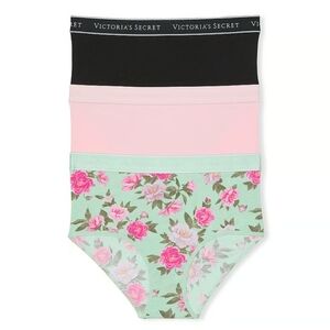 Victoria's Secret 3 Pack Logo Cotton High Waist Brief Panties SMALL